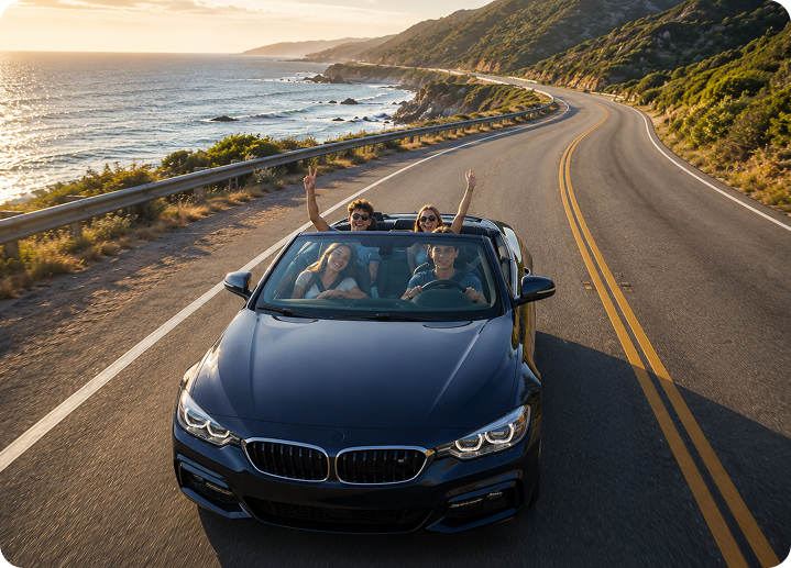 Convertible on road