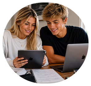 Two teens learning together
